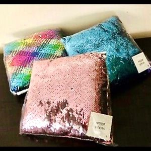 3 Reversible Sequin Pillow Colorful Decorative Throw Pillow